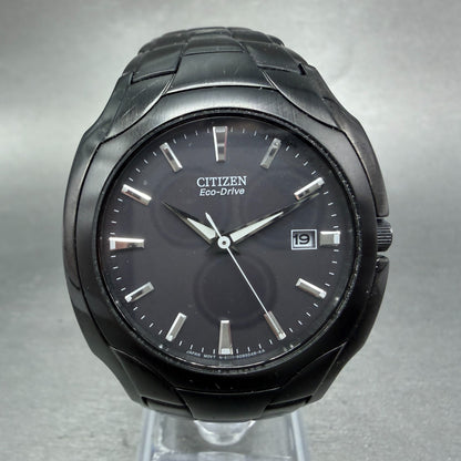 Citizen Eco-Drive Watch Men 38mm Black Dial Black Tone Date Round E111-S0634260