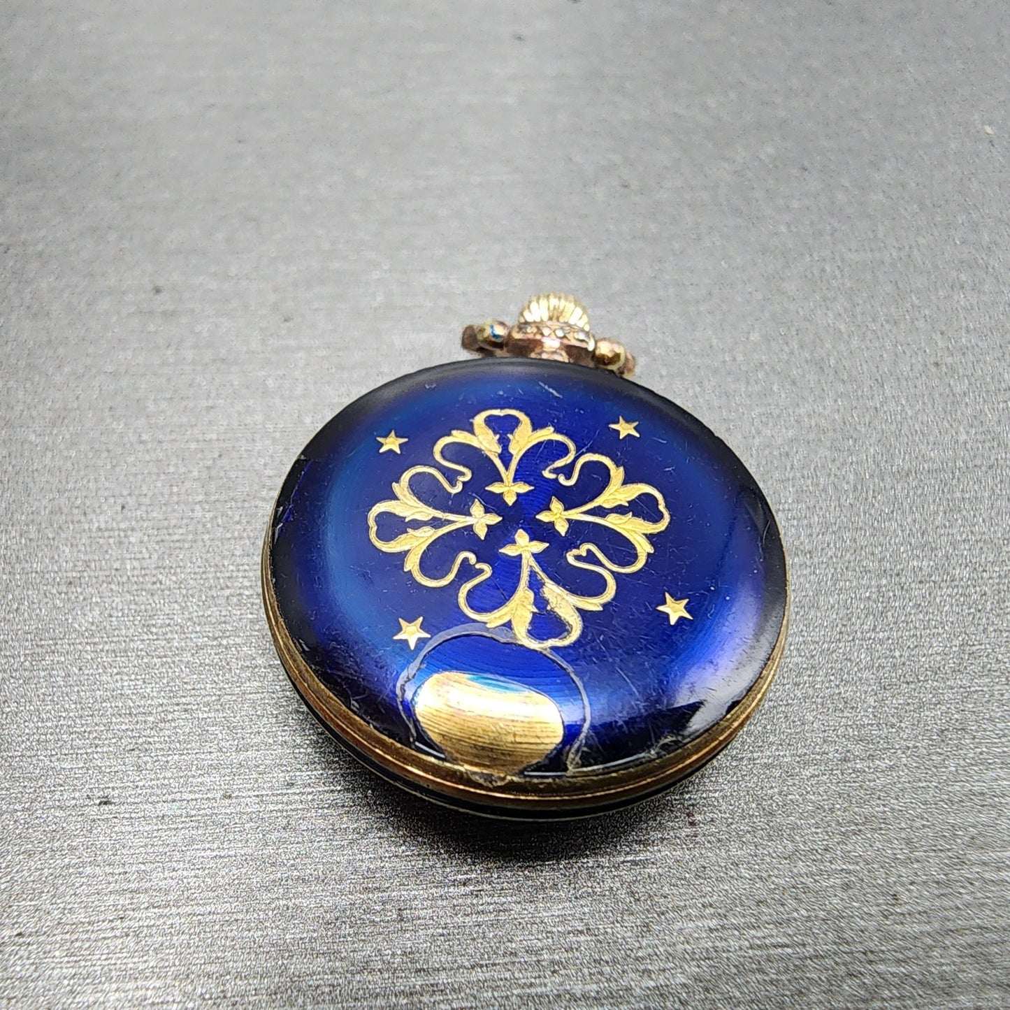 Seiko Pendent Watch Women 23mm Blue Dial Gold & Blue Tone Manual 210380 Runs7