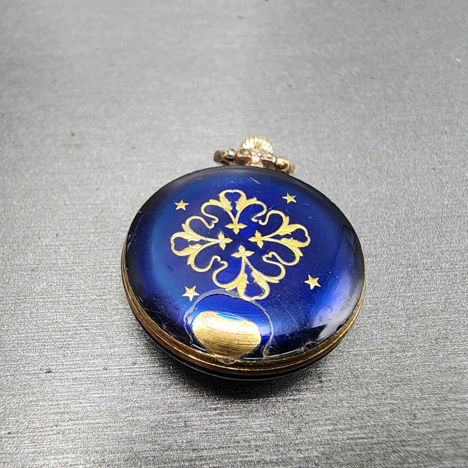 Seiko Pendent Watch Women 23mm Blue Dial Gold & Blue Tone Manual 210380 Runs7