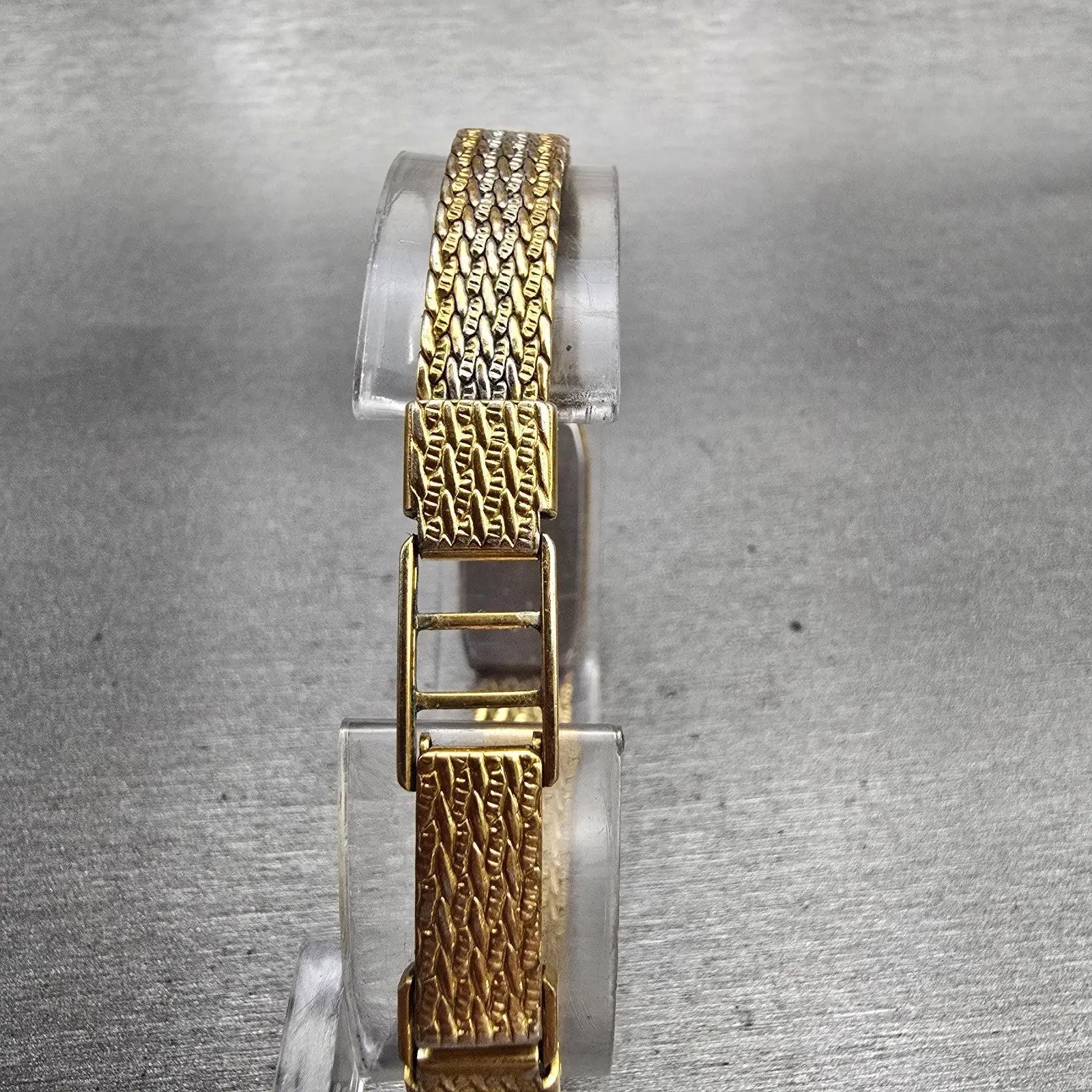 Bulova Watch Women 12mm White Dial Two Tone Rectangle Vintage 90T00 New Battery7