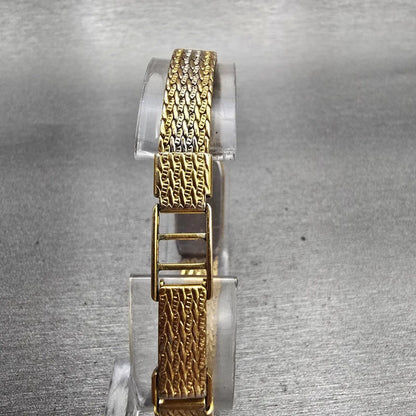 Bulova Watch Women 12mm White Dial Two Tone Rectangle Vintage 90T00 New Battery7