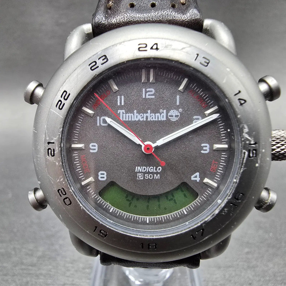 Timberland Watch Men 38mm Gray Dial Steel Alarm Chronograph New Battery0