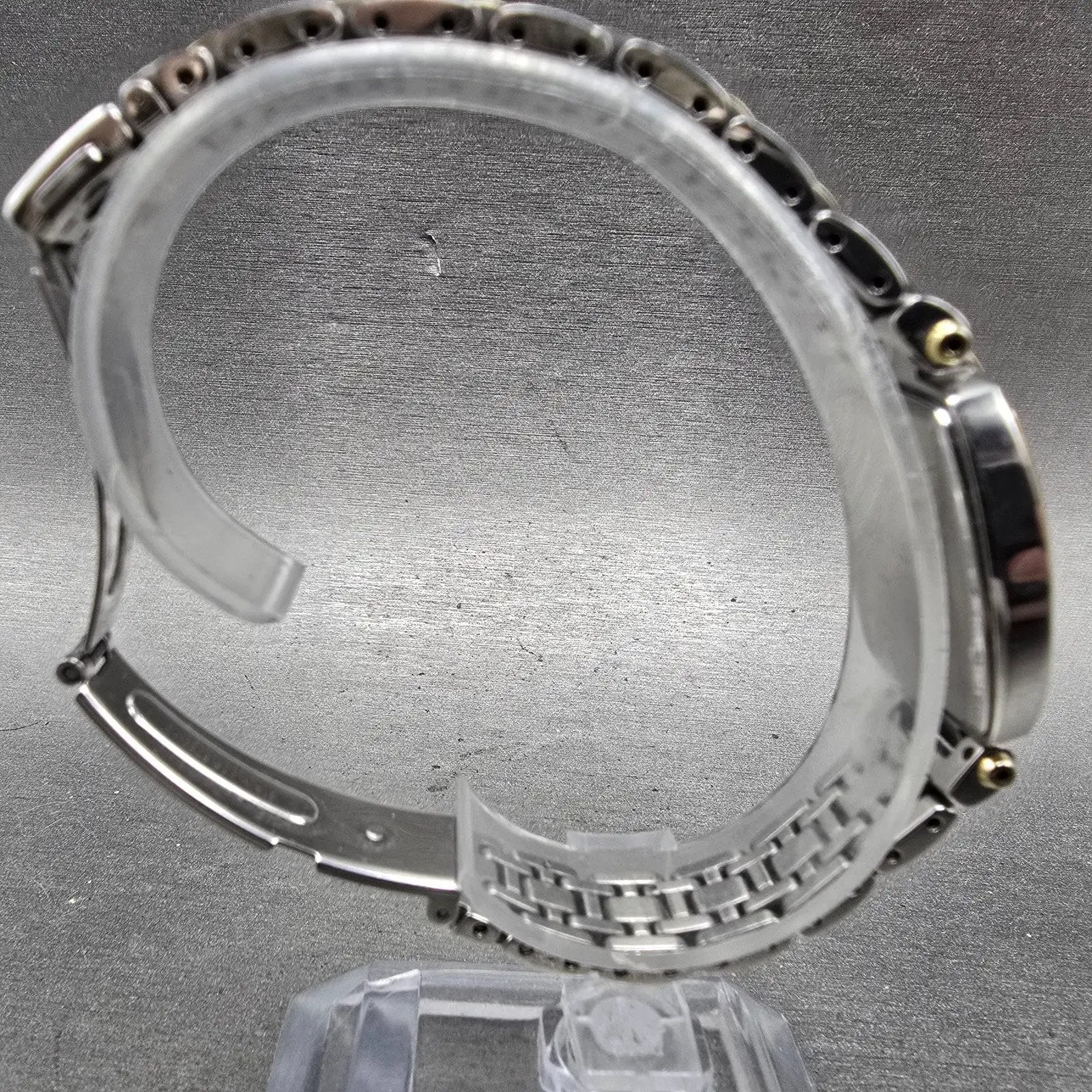 Seiko Solar Watch Women 22mm MOP Dial Two Tone Rectangle Diamonds Works BFSOK8