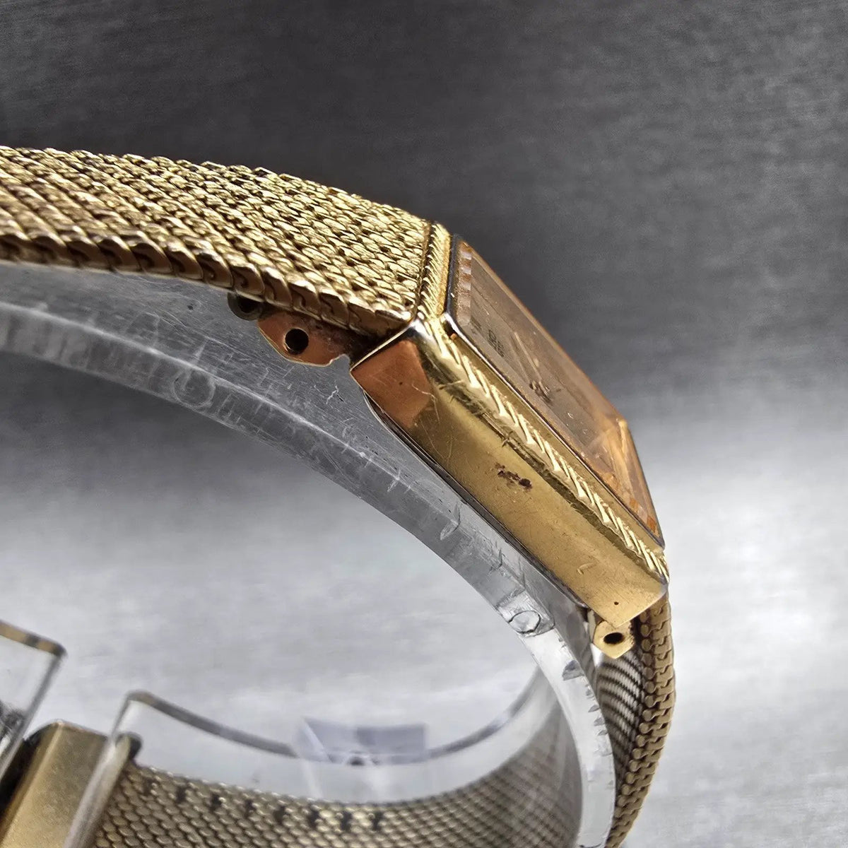 Seiko Watch Women 14mm Gold Dial Gold Tone Rectangle 1E20-5A59 New Battery3