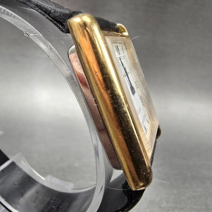 Jules Jurgensen Tank Watch Men 24mm White Dial Gold Tone Rectangle PARTS4