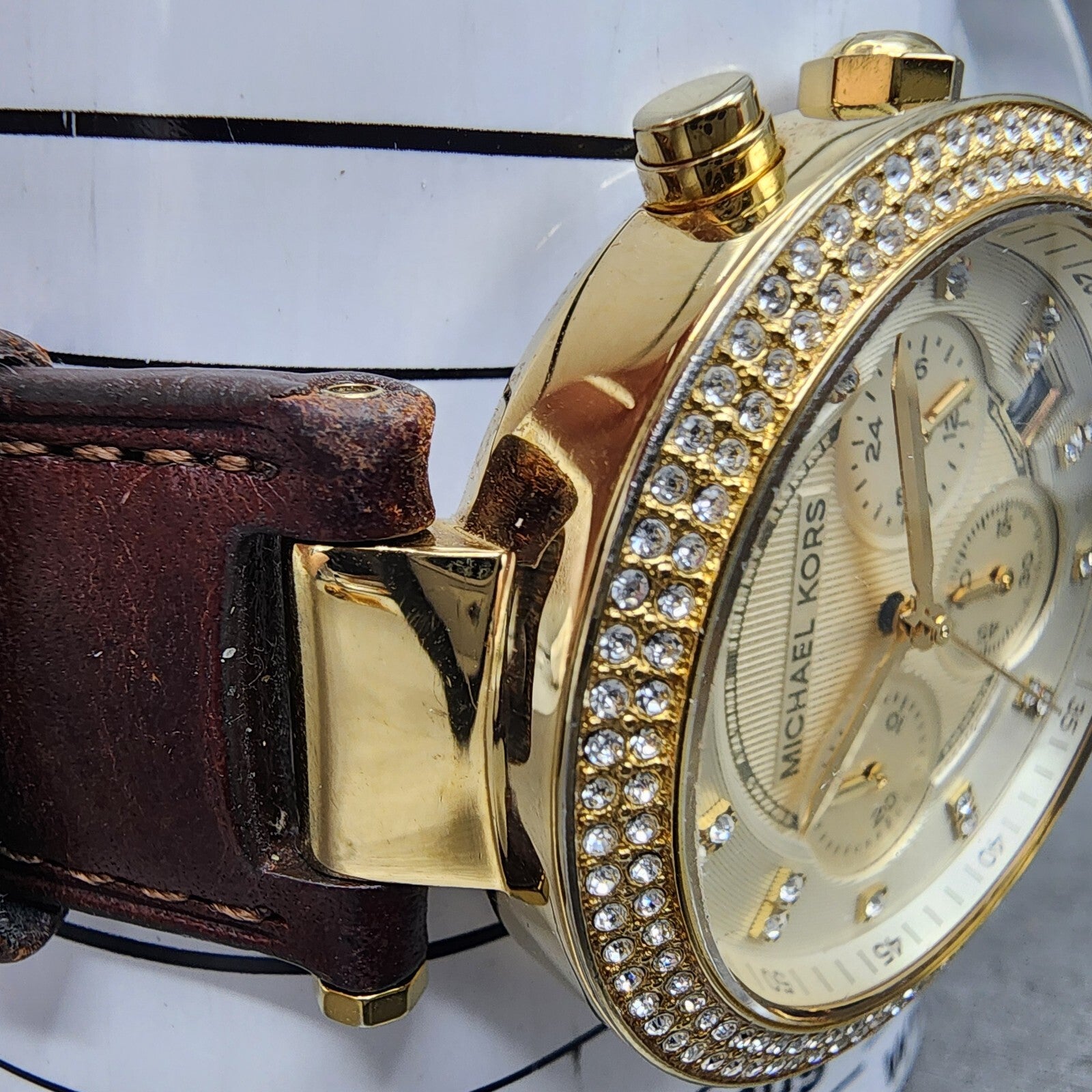 Michael Kors Parker Watch Women 39mm Champagne Dial Gold Tone MK2249 New Battery11