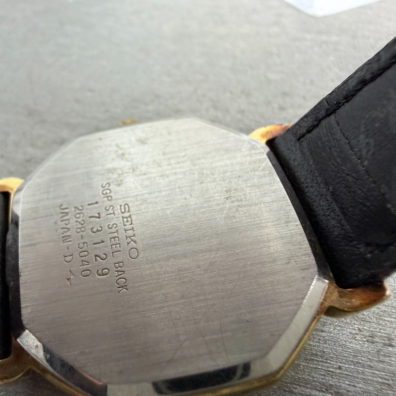Seiko Watch Men 30mm White Dial Gold Tone Octagon 2628-5040 New Battery Vintage9