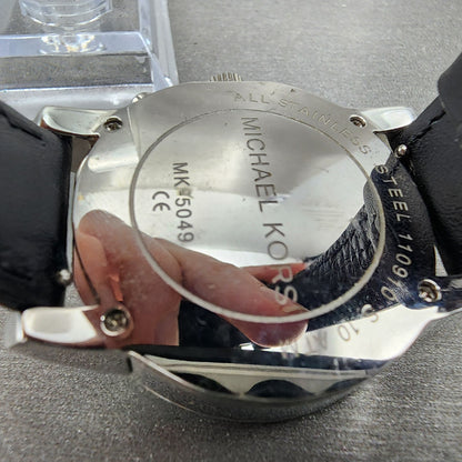 Michael kors Chronograph Watch Women 32mm MOP Dial Steel Date MK5049 New Batt9