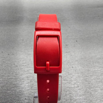 Swatch Squiggly Watch Women 24mm White Dial Red Case Round LR104 New Battery VTG7