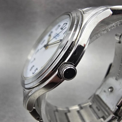 Citizen Eco-Drive Watch Men 36mm White Dial Silver Date E031-S048419 Round Runs3