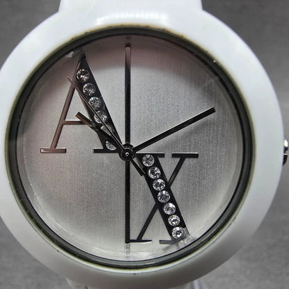 Armani Exchange Watch Women 34mm White Dial White Tone Round AX4055 New Battery1
