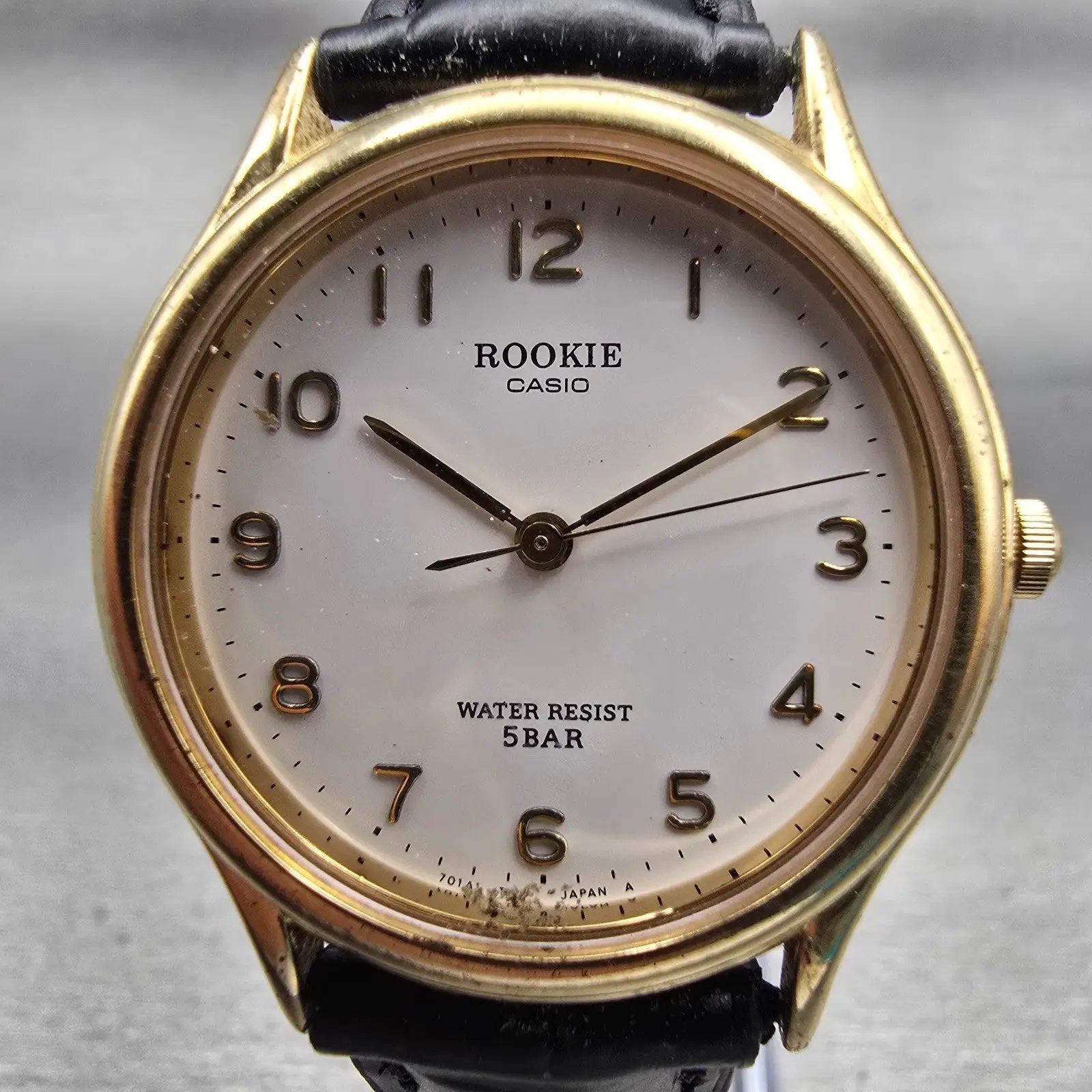 Casio Rookie Watch Men 32mm White Dial Gold Tone Round RKT-501 New Battery VTG1