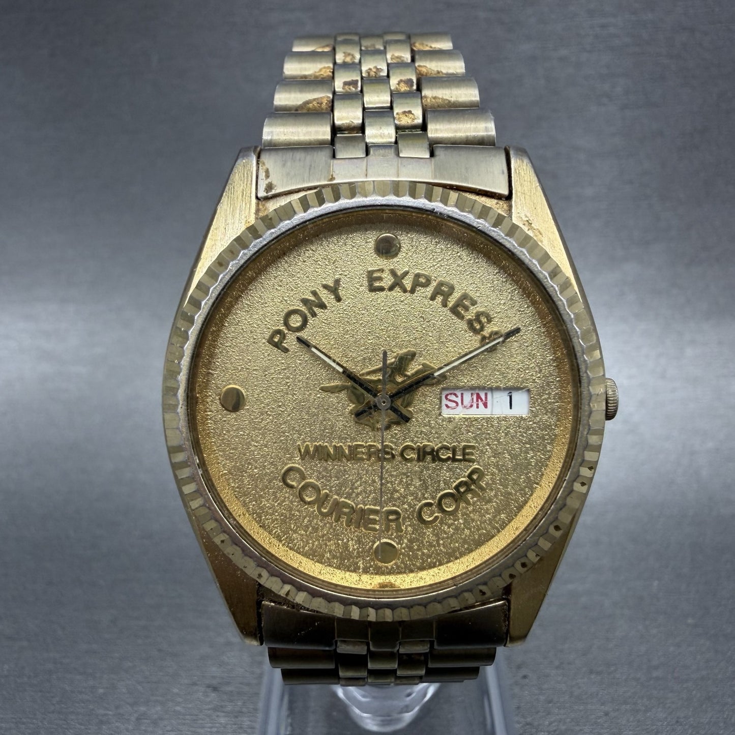 Seiko President Watch Men 36mm Gold Dial Gold Tone Daydate 7n438119 New Battery0