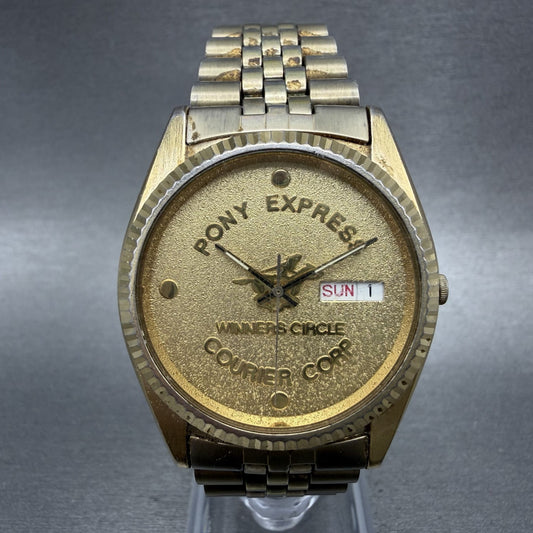 Seiko President Watch Men 36mm Gold Dial Gold Tone Daydate 7n438119 New Battery0