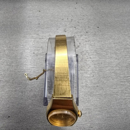 Seiko Watch Women 16mm Gold Dial Gold Tone Round 5420-0029 New Battery Vintage4