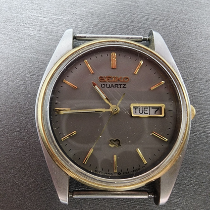 Seiko SQ Watch Men 33mm Gray Dial Two Tone Round Daydate 5y236020 PARTS2