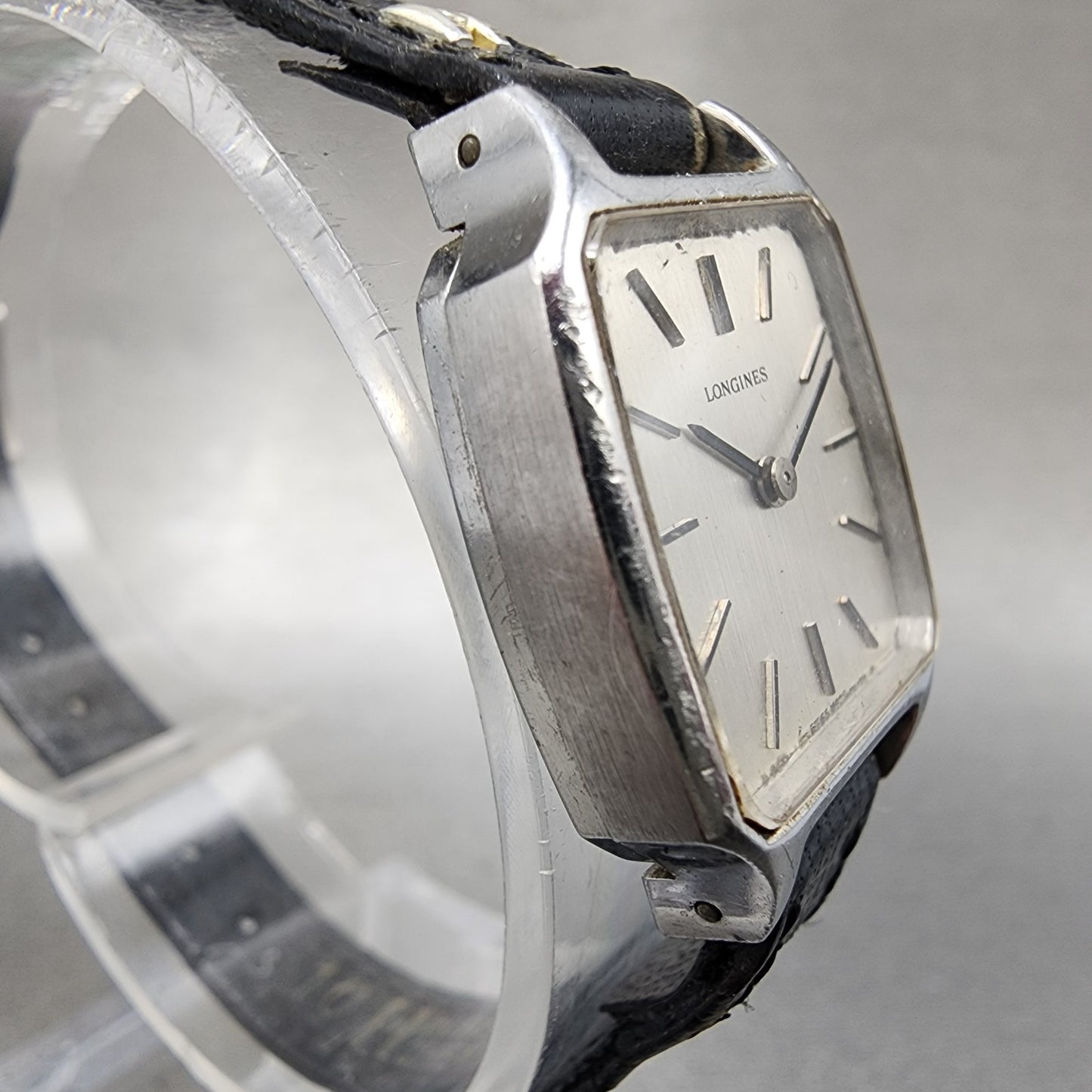 Longines Watch Women 20mm Silver Dial Silver Tone Rectangle Manual Wind Runs3