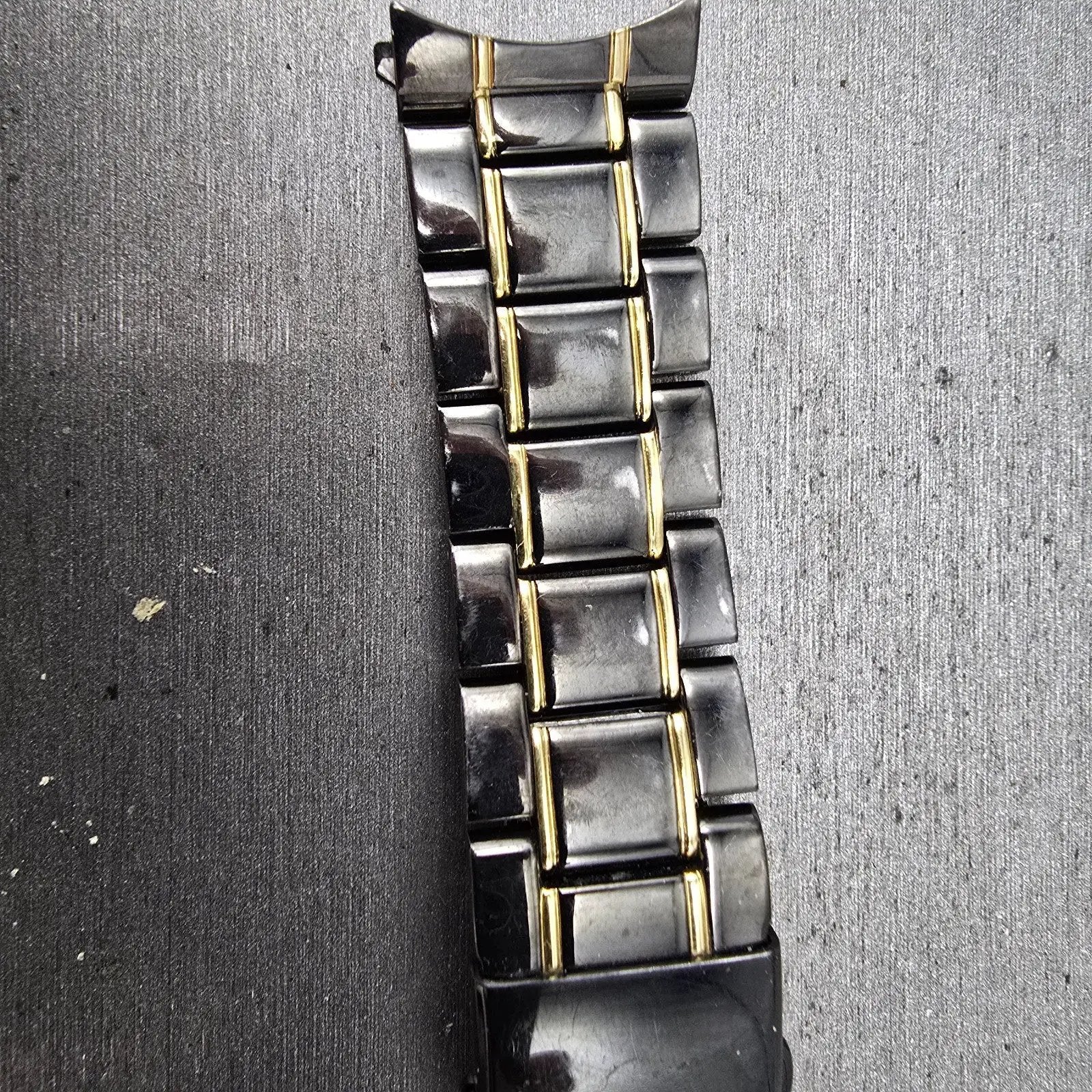 Seiko Bracelet 20mm Black & Gold Tone For 6A32-00B0 Tri Folding 3363 GI Steel4