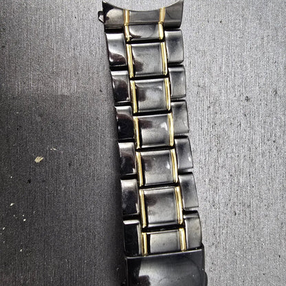 Seiko Bracelet 20mm Black & Gold Tone For 6A32-00B0 Tri Folding 3363 GI Steel4