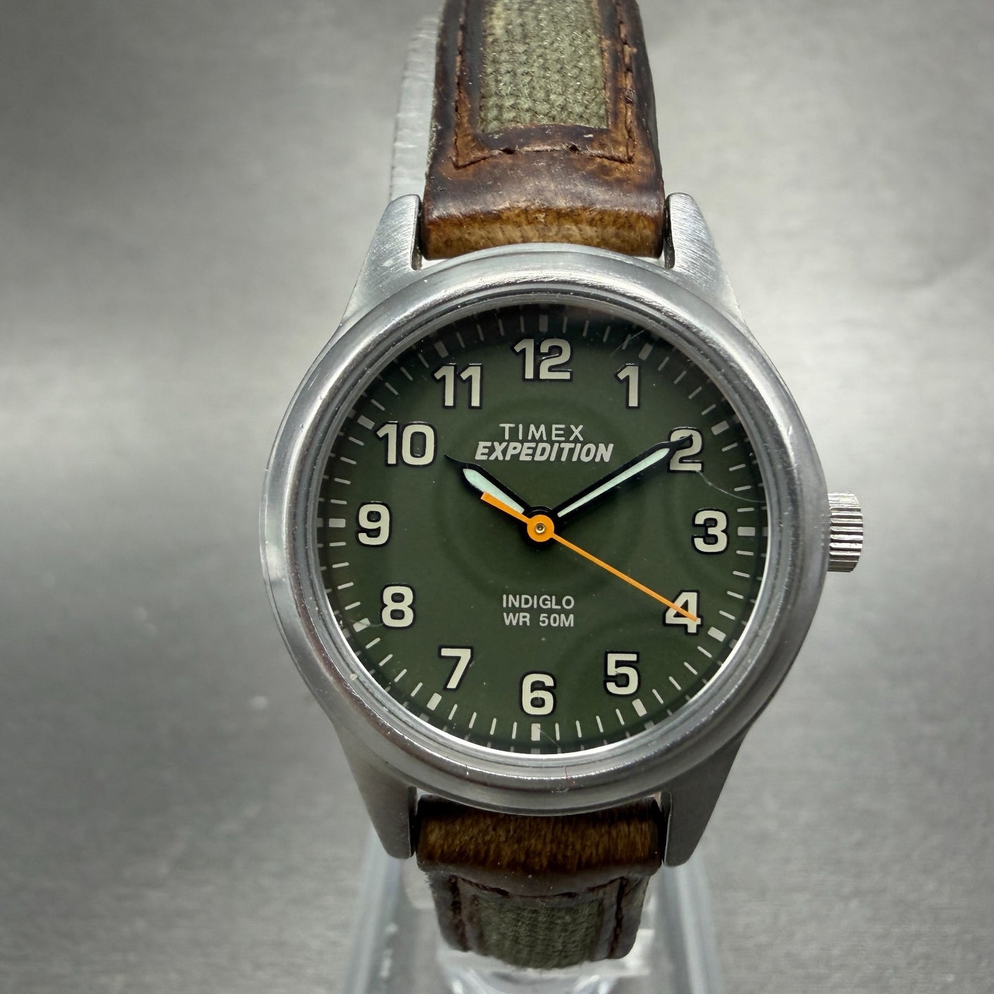 Timex Expedition Watch Women 26mm Green Dial Silver Tone Indiglo New Battery0