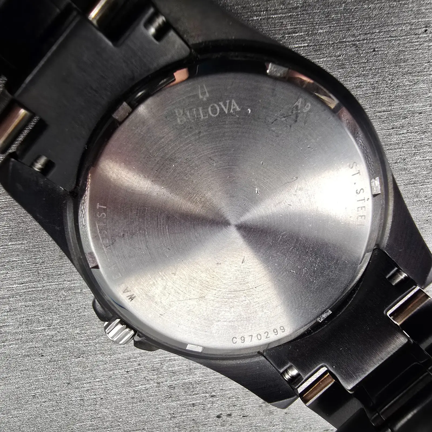 Bulova Marine Star Watch Men 42mm MOP Dial Black Tone Date 98D107 New Battery10