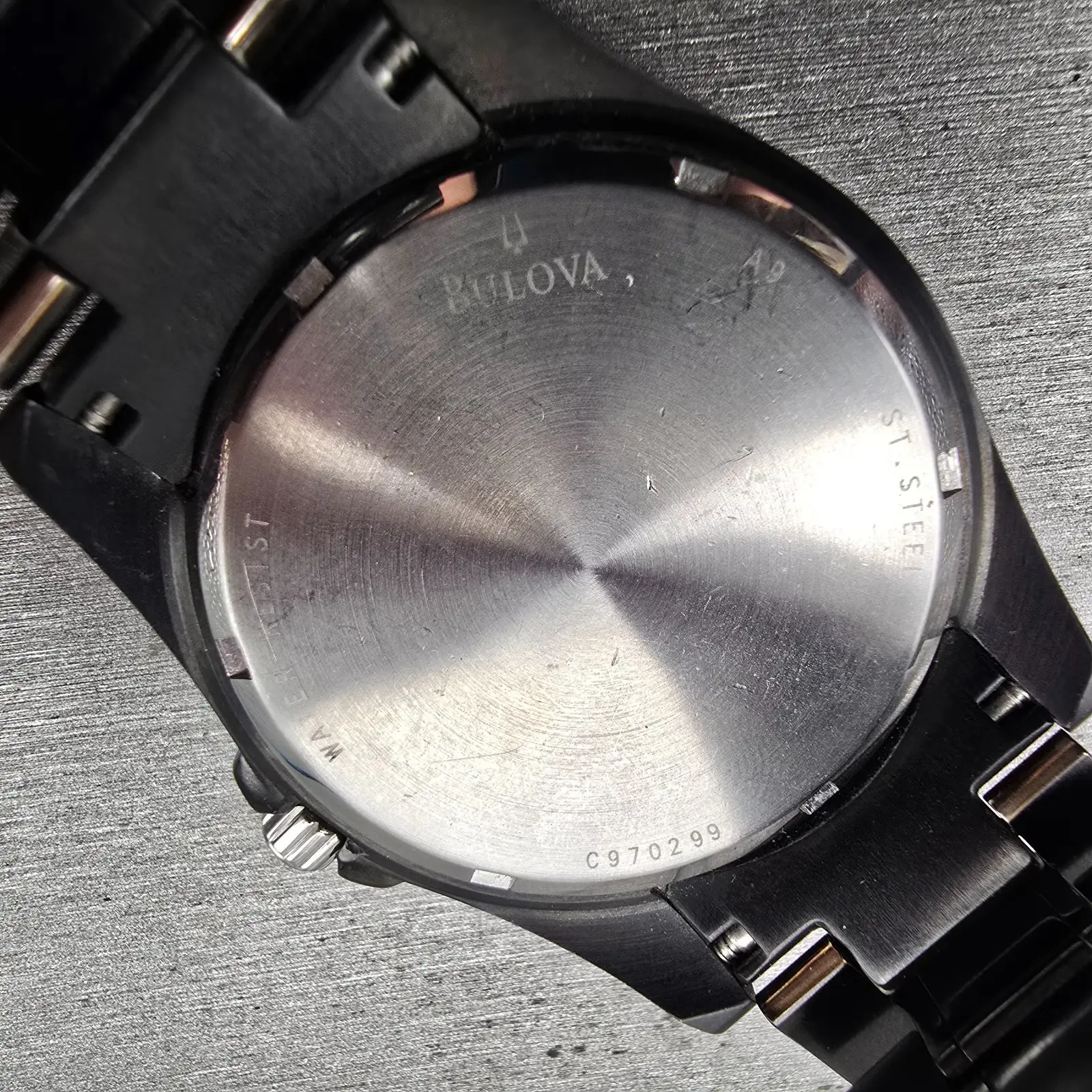 Bulova Marine Star Watch Men 42mm MOP Dial Black Tone Date 98D107 New Battery10