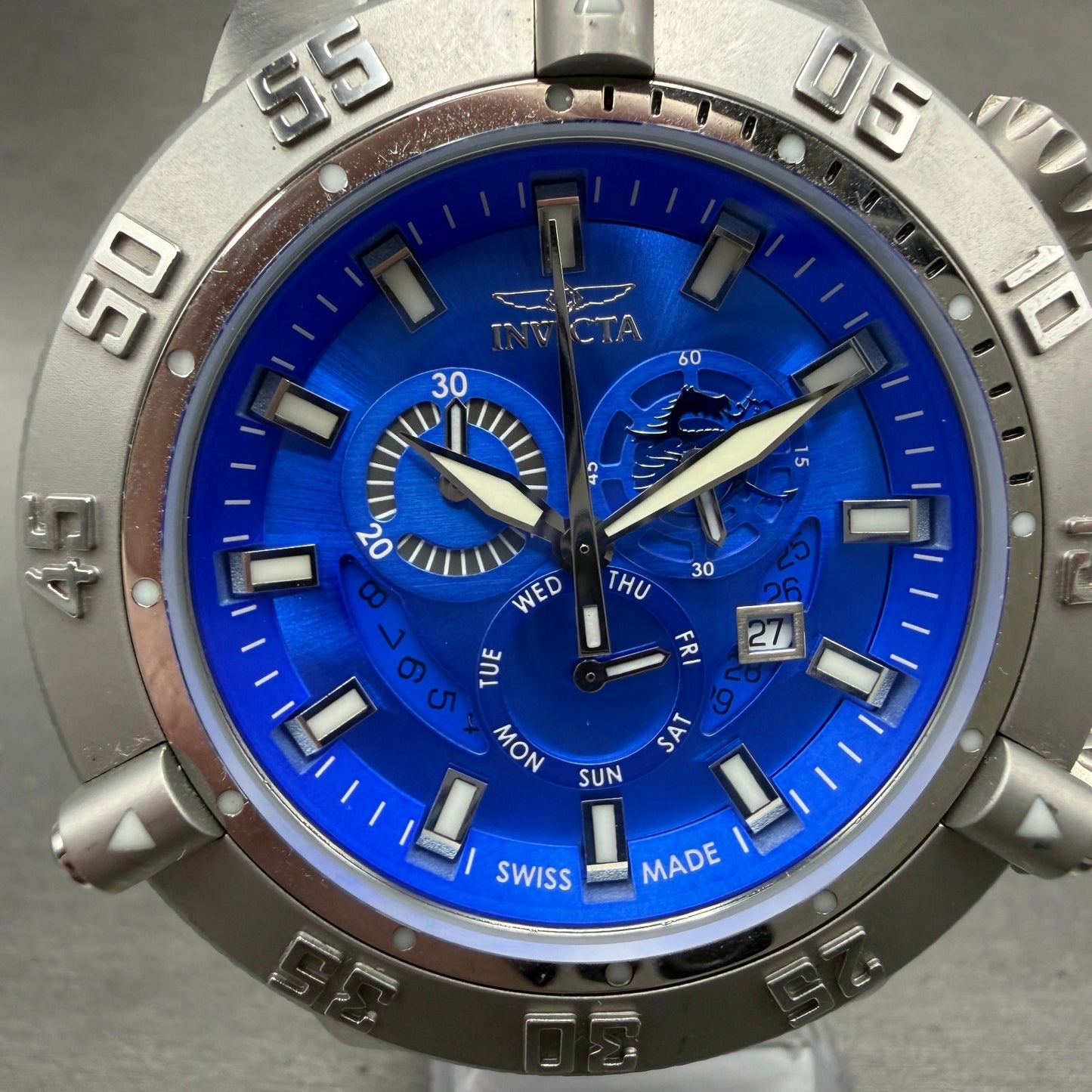Invicta Subaqua Noma III Chrono Watch Men 50mm Blue Dial Steel Date 6684 NewBat1