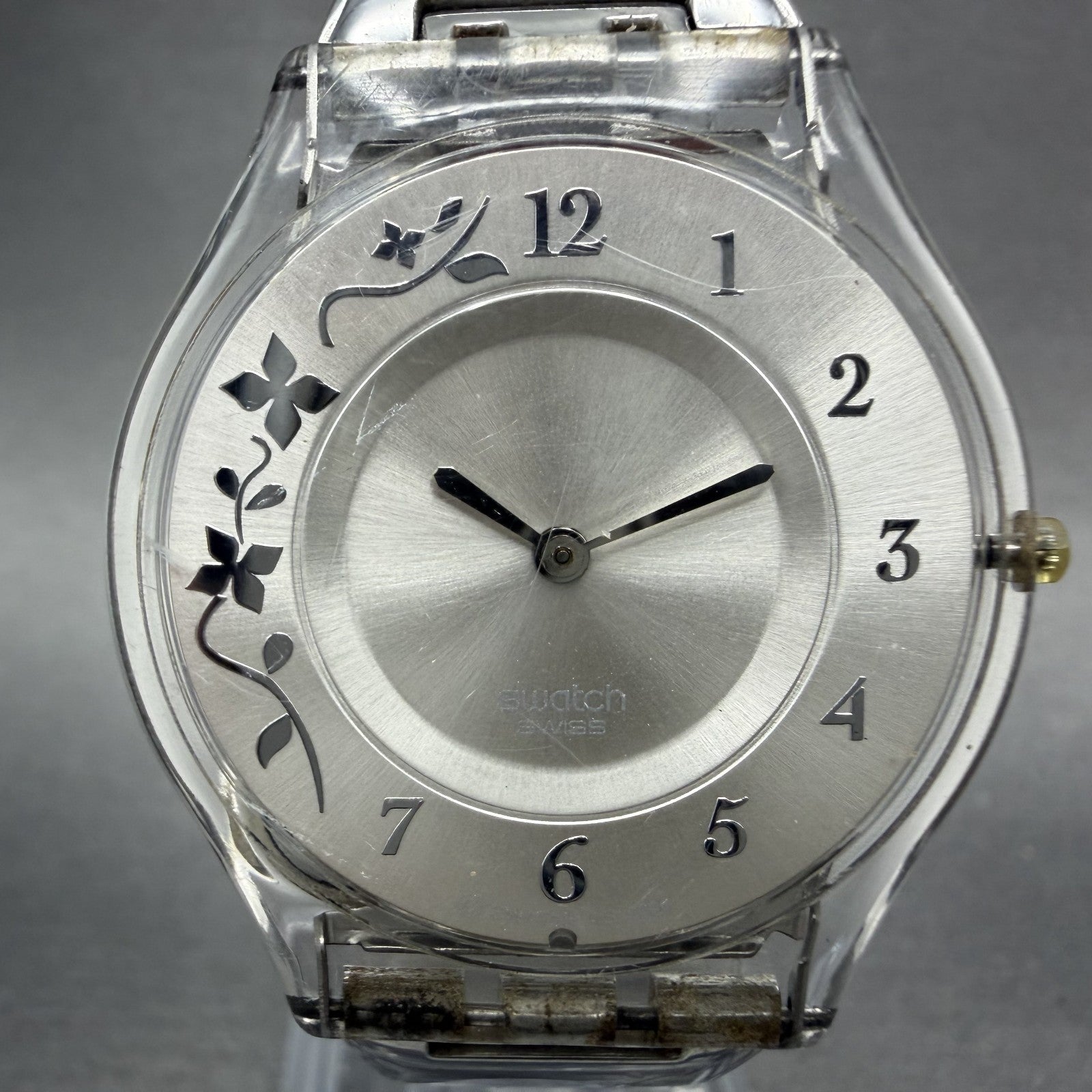 Swatch Climber Flowery Watch Women 34mm Silver Dial Clear Tone SFK300G New Batt1