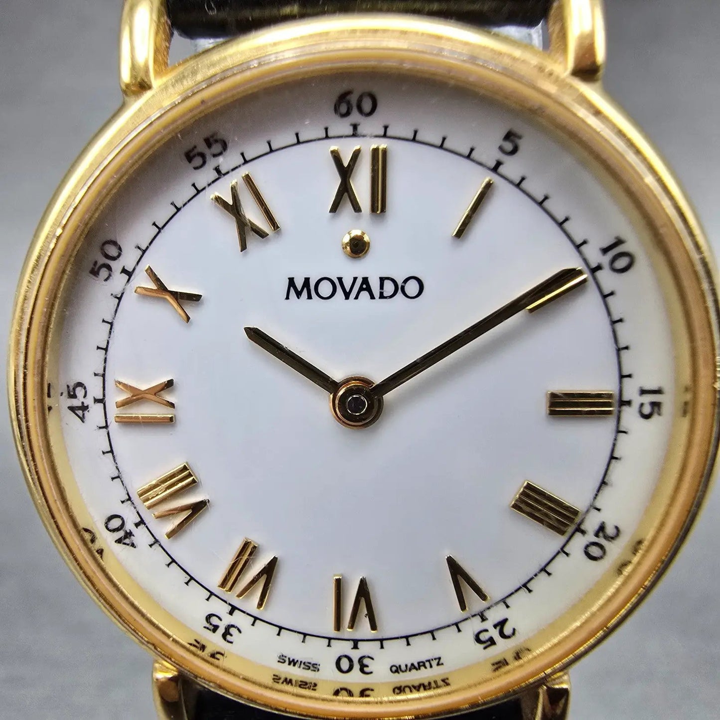 Movado Watch Women 28mm White Dial Gold Tone Round 87-E4-0835 New Battery1