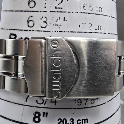 Swatch irony Chrono Silver Thaw Watch Men 40mm Blue Dial Steel Date READ! NewBat10