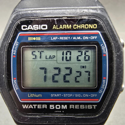 Casio W-26 Watch Men 37mm Black Alarm Chronograph Digital New Battery Vintage F1
