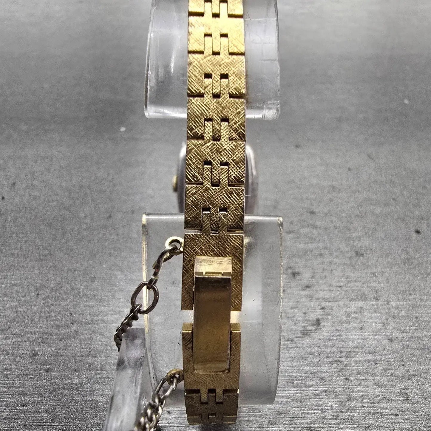 Seiko Watch Women 16mm Gold Dial Gold Tone Rectangle 1400-7619 New Battery VTG7