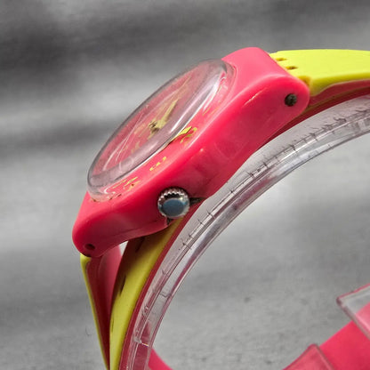 Swatch BIKO ROOSE Watch Women 25mm Pink Dial Pink Case Round LP131 New Battery2