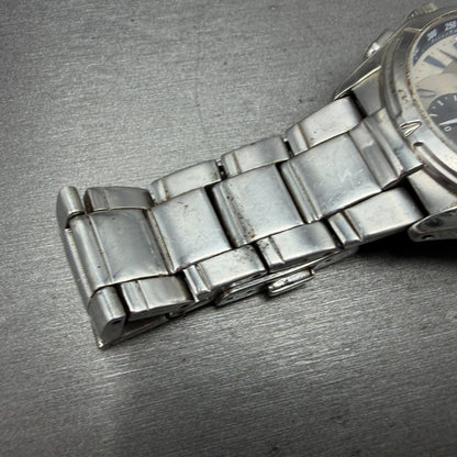 Seiko Wired Chronograph Watch Men 40mm Silver Dial Silver Tone Date BROKEN BAND6