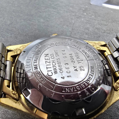 Citizen Seven Watch Men 35mm Silver Dial Gold Tone Date Round 4-068815 PARTS10
