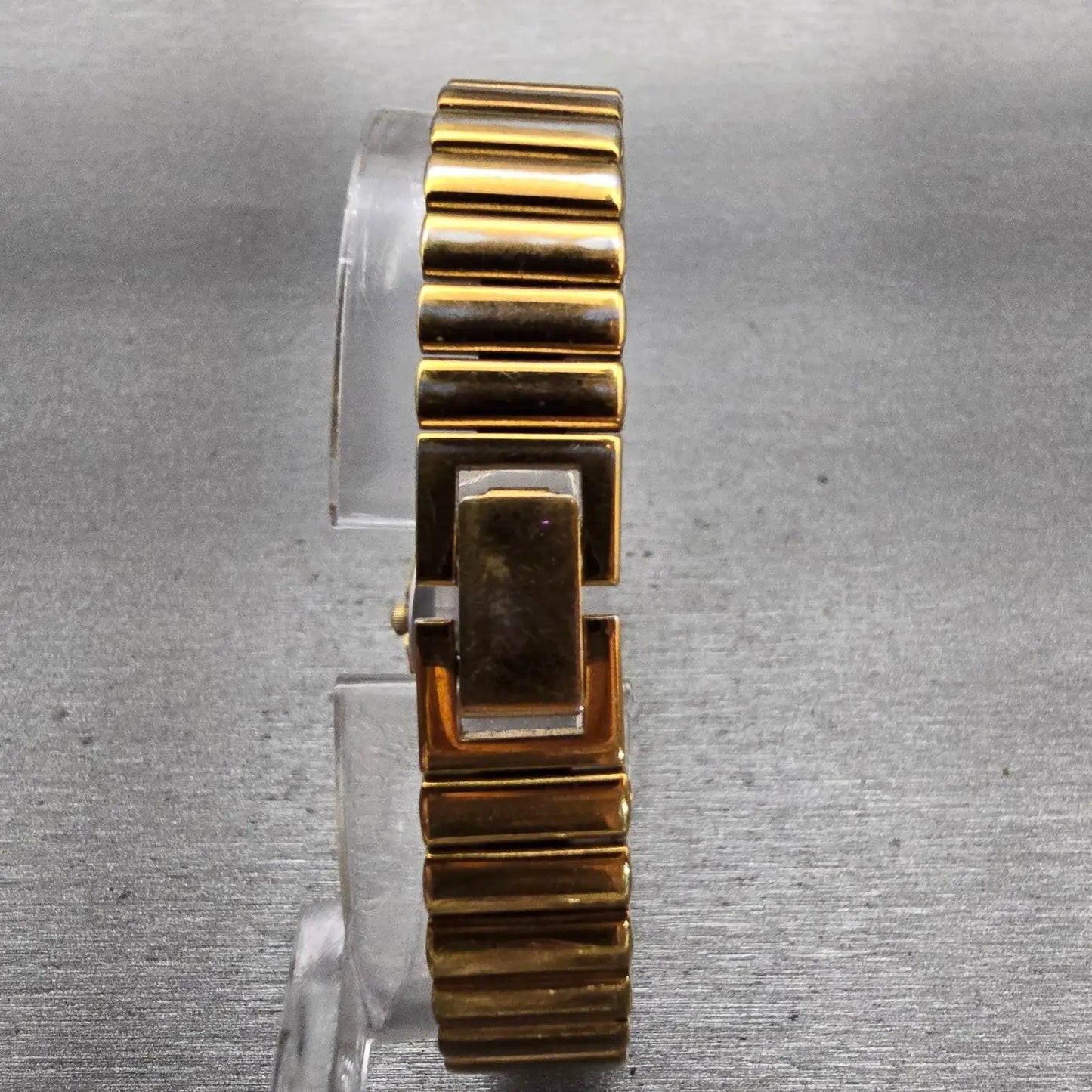Seiko Halfmoon Watch Women 14mm Gold Dial Gold Tone Asymmetrical New Battery NEW7