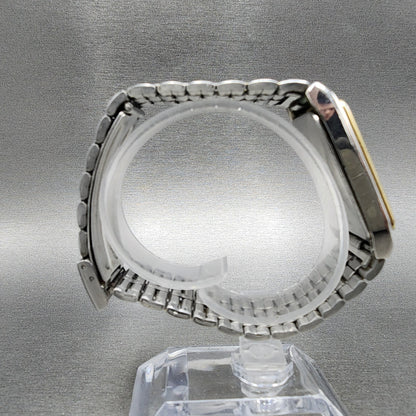 Seiko Tank Watch Men 29mm Gray Dial Two Tone Daydate Rectangle New Battery B123