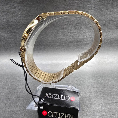 Citizen Watch Men 32mm Black Dial Gold Tone Round 1020-S54562 New Battery NOS6