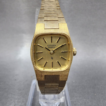 Citizen CQ Watch Women 18mm Champagne Dial Gold Tone 4830504 New Battery0