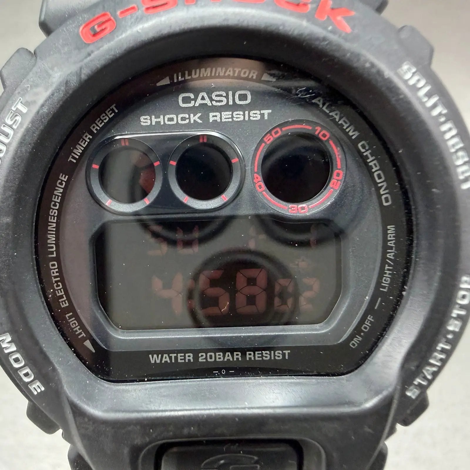 Casio G-Shock DW-6900MS Watch Men 51mm Black Red Alarm Chrono Digital New Batt1