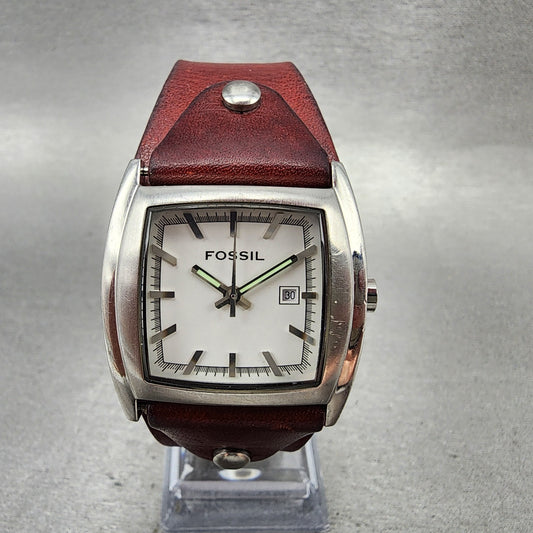 Fossil Watch Women 33mm White Dial Silver Tone Rectangle JR8133 New Battery0