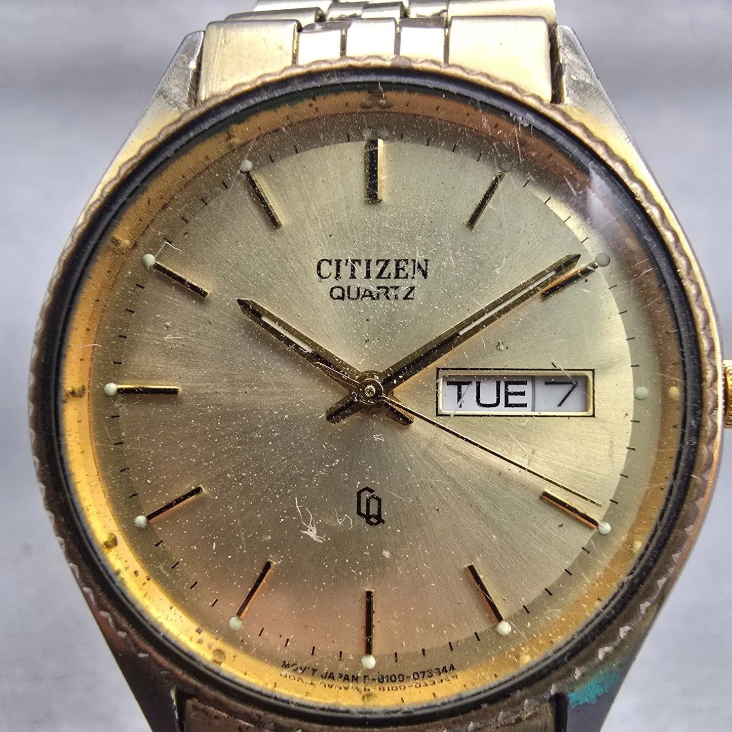 Citizen CQ President Watch Men 34mm Champagne Dial Gold Tone Daydate New Battery1
