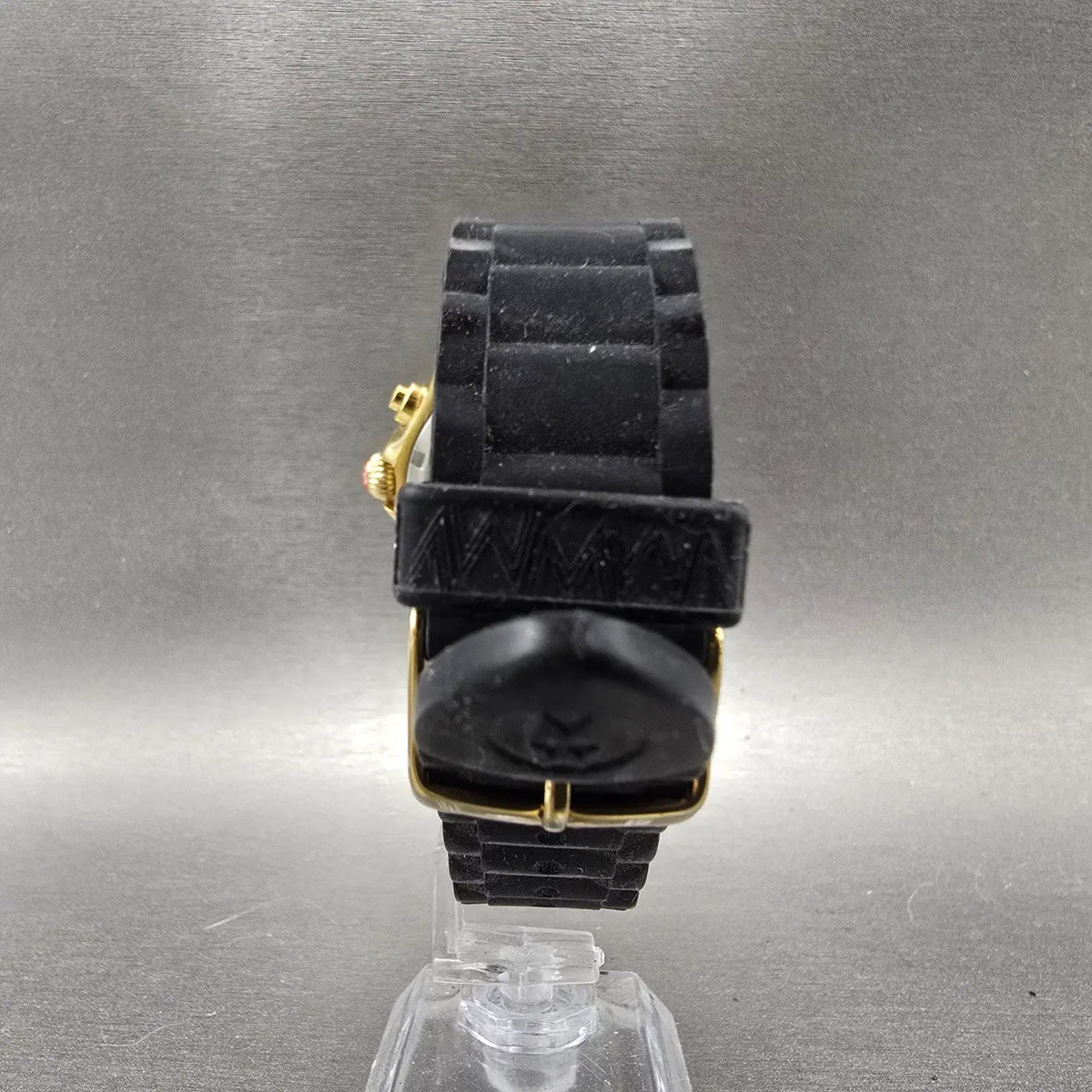 Michele Tahitian Chronograph Watch Women 40mm Black Dial Gold Date New Battery7