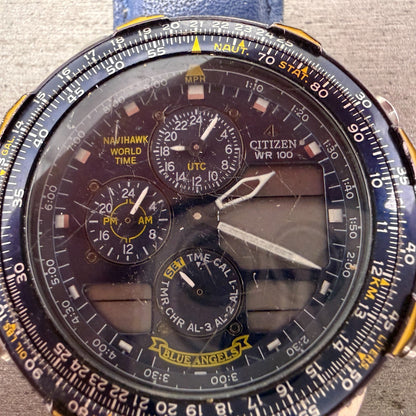 Citizen Navihawk Blue Angels Watch Men 42mm Ana Digi Steel C300-Q00842 PARTS2