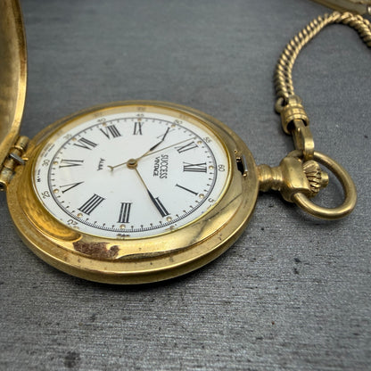 Seiko Alba Success Pocket Watch Men 42mm White Dial Gold Tone V301-0010 New Batt2