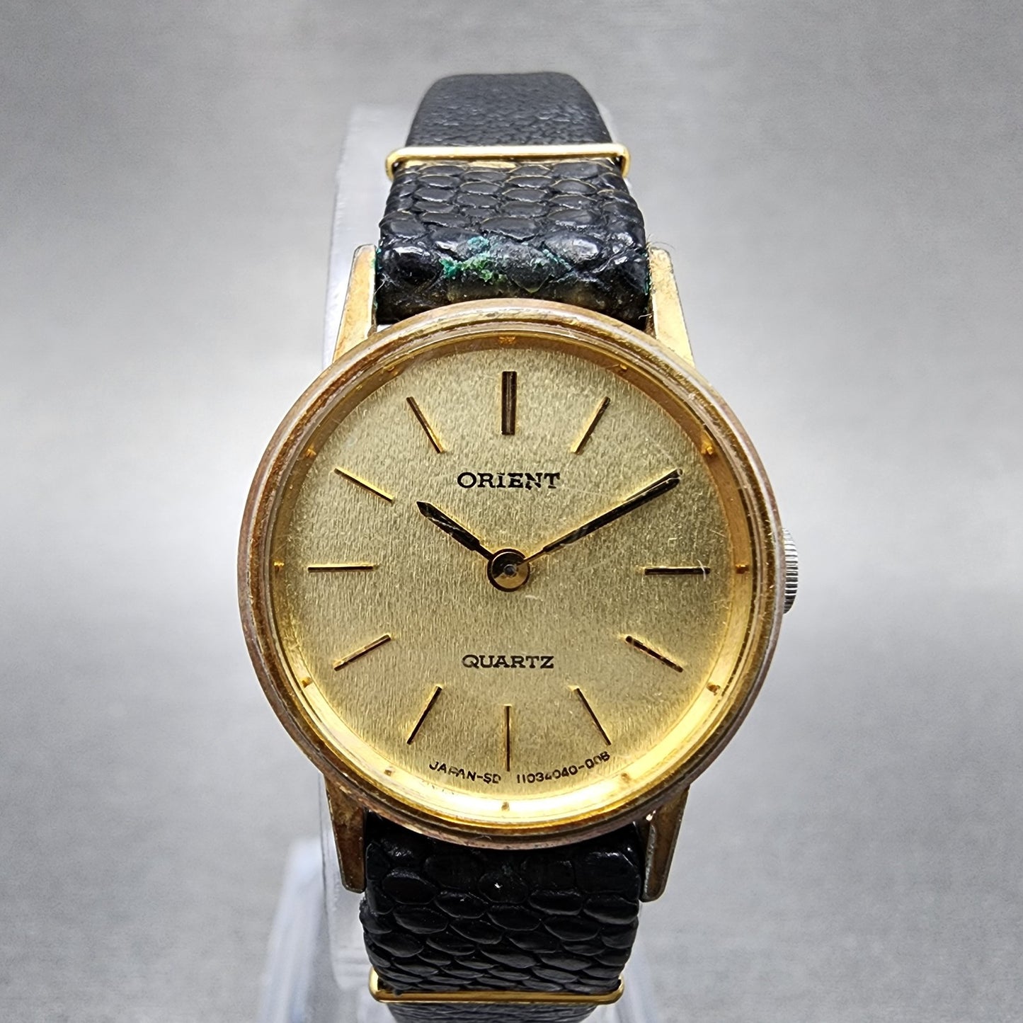Orient Watch Women 21mm Gold Dial Gold Plated Round Leather New Battery VTG0