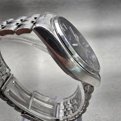 Seiko SilverWave Watch Men 35mm Black Dial Silver Tone Daydate 8229-7038 New Bat3