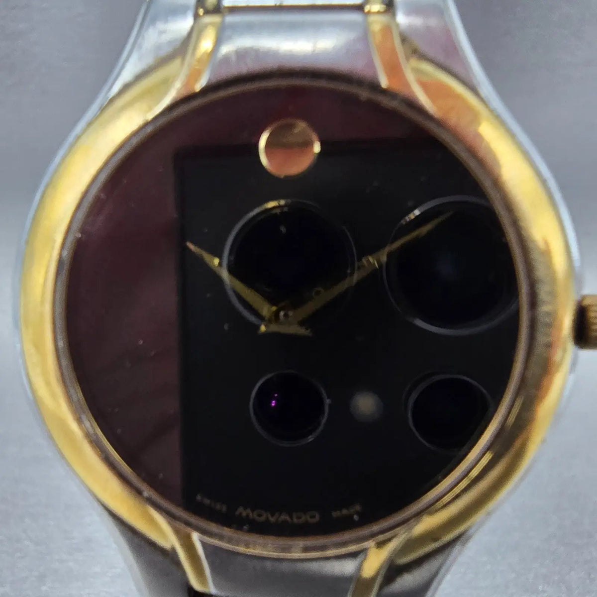 Movado Museum Watch Men 36mm Black Dial Two Tone Round 81 G4 1884 PARTS VTG2