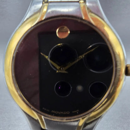Movado Museum Watch Men 36mm Black Dial Two Tone Round 81 G4 1884 PARTS VTG2