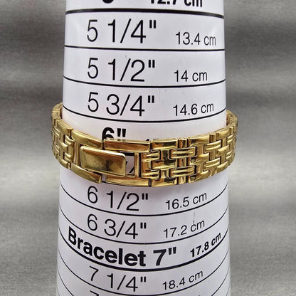 Seiko Watch Women 13mm Gold Dial Gold Tone Rectangle 2E20-7021 New Battery VTG9